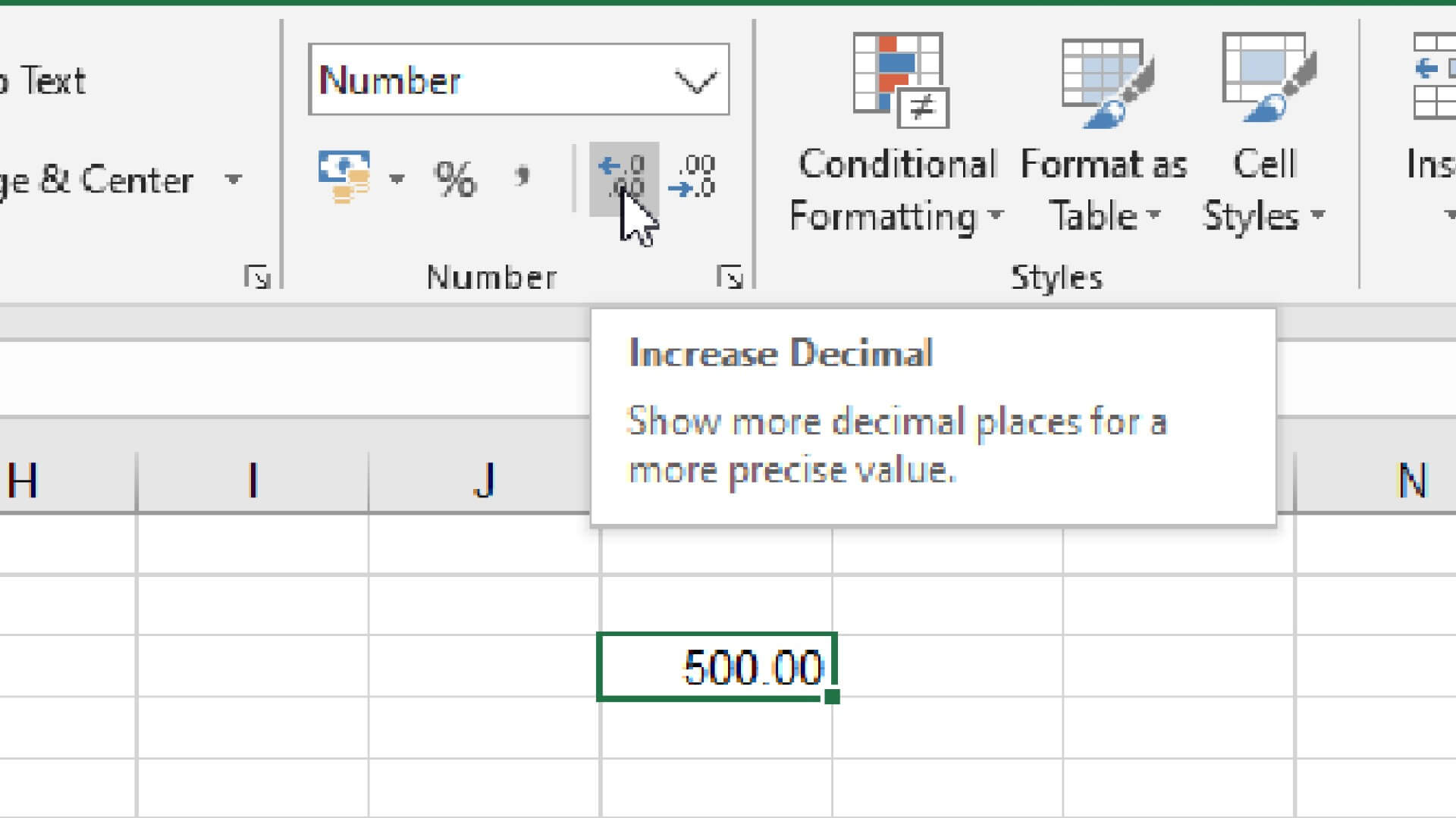 increase number precision in excel