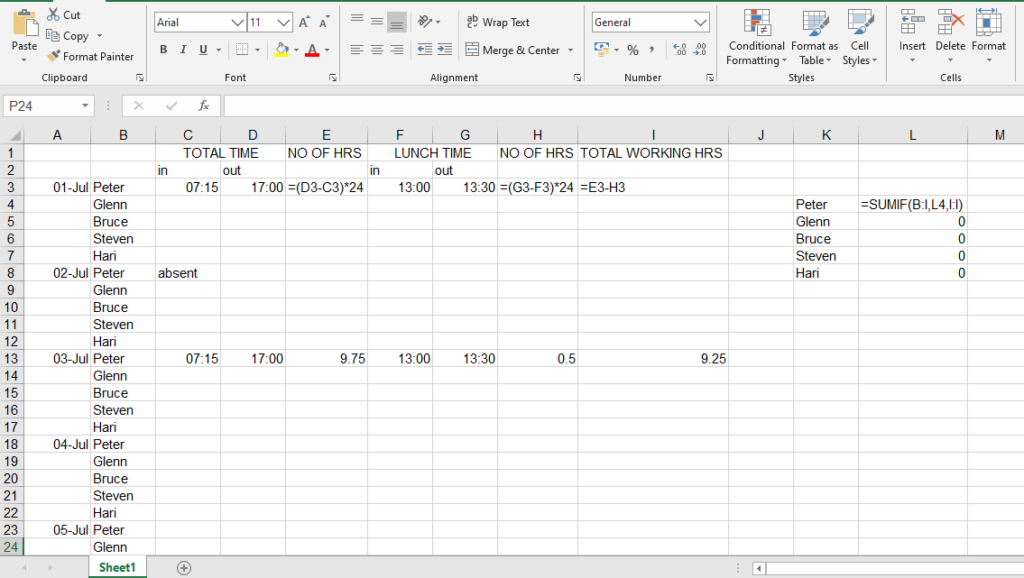 Excel Formulae